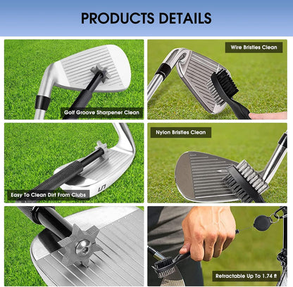 Golf Club Cleaner and Tool Accessories,Comes with a Golf Towel, Golf Club Brush,Golf Club Groove Sharpener,Golf Ball Marker,Mini Golf Score Shot Stroke Counter