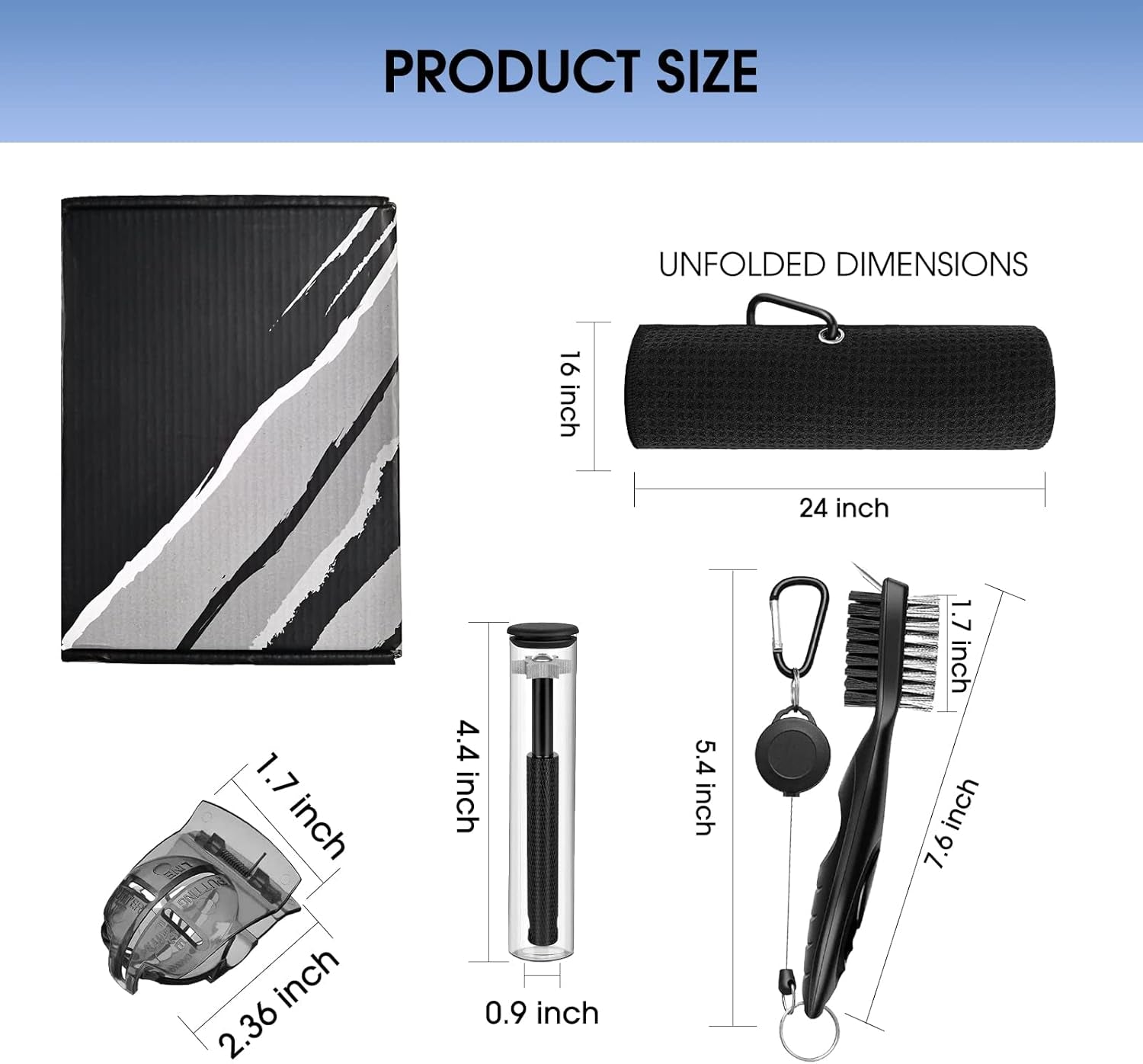 Golf Club Cleaner and Tool Accessories,Comes with a Golf Towel, Golf Club Brush,Golf Club Groove Sharpener,Golf Ball Marker,Mini Golf Score Shot Stroke Counter
