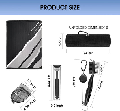 Golf Club Cleaner and Tool Accessories,Comes with a Golf Towel, Golf Club Brush,Golf Club Groove Sharpener,Golf Ball Marker,Mini Golf Score Shot Stroke Counter